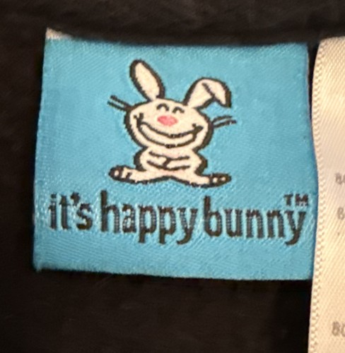 Y2K Happy Bunny Jim Benton "I Just Realized I Don't Care" Hoodie Black Jrs L EUC - Picture 4 of 12