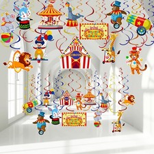 58 PCS Carnival Circus Theme Party Decorations Animal Hanging Swirl Streamer