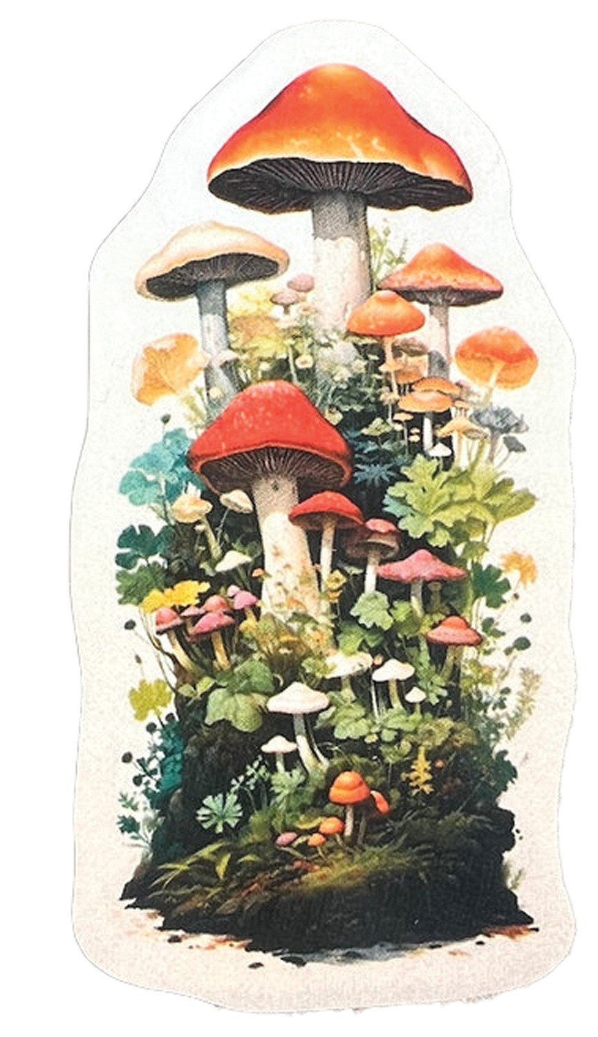 Наклейка с изображением волшебного гриба для велосипедов и снаряжения - Водонепроницаемая, яркая виниловая наклейка