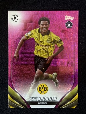 2023-24 Topps UEFA UCC Paris Brunner Pink Sparkle RC Dortmund BVB