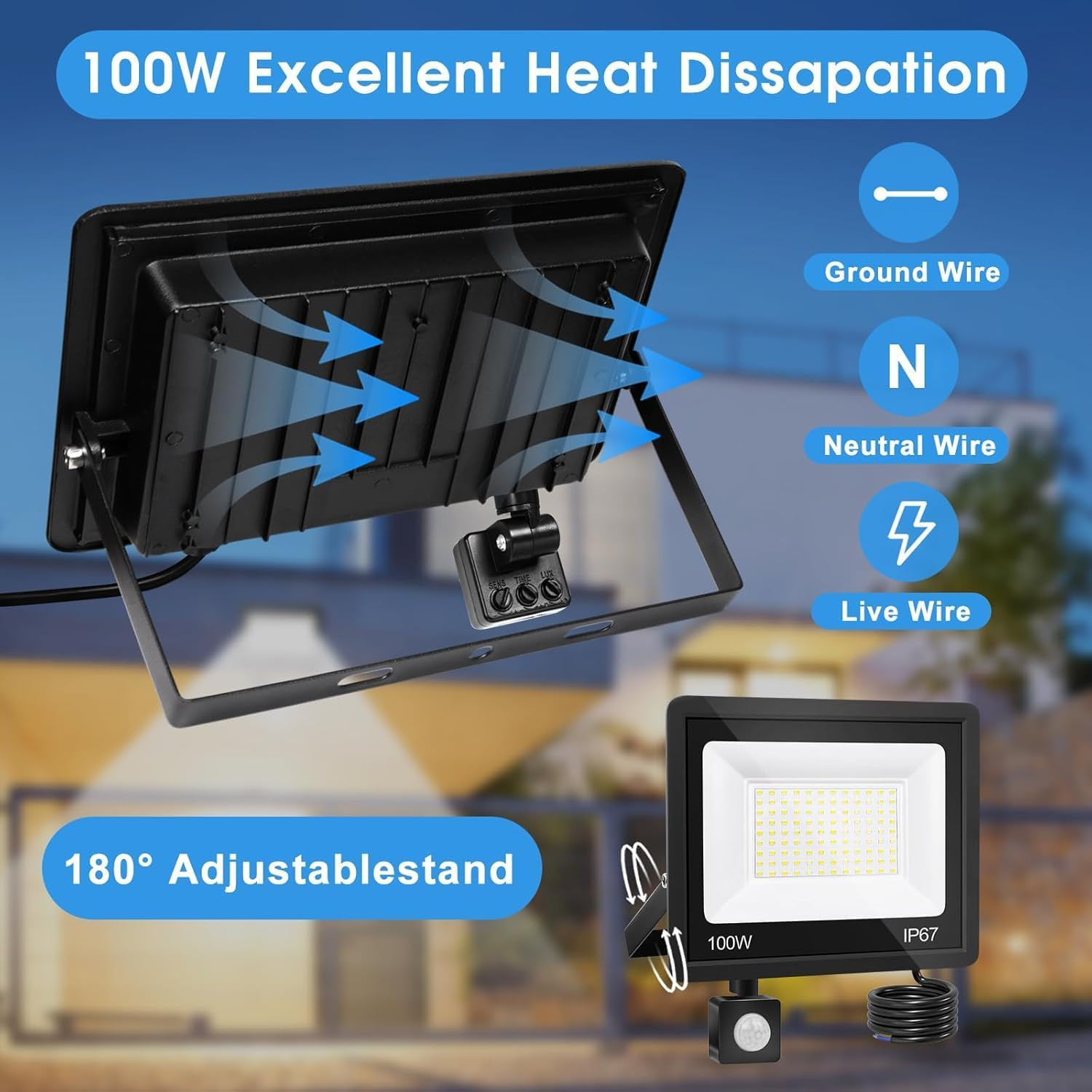 Recensione Faretto LED 100W 10000LM: Il Re degli Esterni IP67 7000K - 4