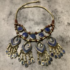 VINTAGE ETHNIC SILVER LAPIS LAZULI KUCHI NECKLACE