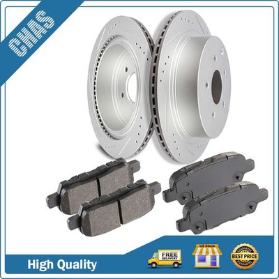 Rear Drilled And Slotted Brake Rotors Brake Pads For 2013-2017 Nissan Pathfinder