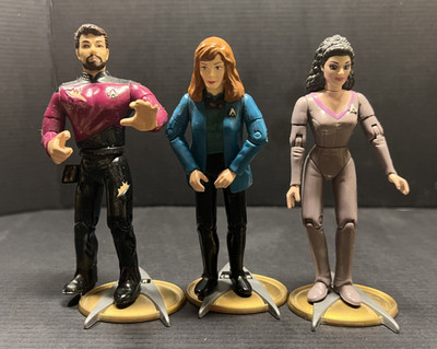 Star Trek: Next Generation Playmates Action Figuren Troi, Riker Crusher VINTAGE