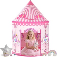 Girls Princess Play Tent for Kids: Pop Up Baby Castle Playhouse Tent - Pink C...