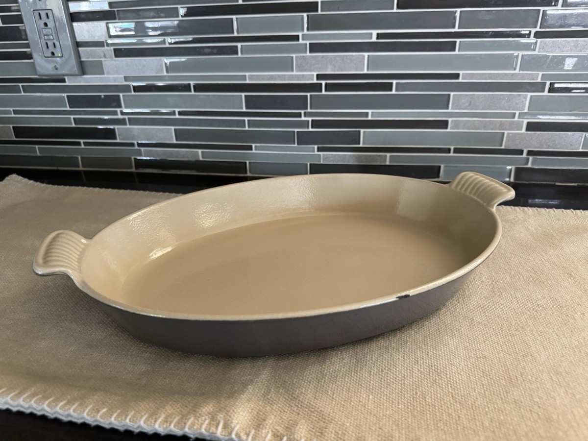 Vintage Le Creuset Gray No 36 Oval Cast Iron Enamel Baking Dish
