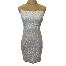 Windsor White Cream Beaded Sequin Hoco Homecoming Party Cocktail Dress L