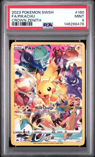 2023 Pokemon Crown Zenith Pikachu Full Art #160 MINT PSA 9 SWSH Secret Rare