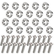20 PCS Engine Dress Up Kit, CNC Finishing Fender Bumper Washers Sliver