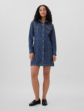 Gap Dark Wash Blue Denim Western Mini Button Down Jean Dress Women's Size XL