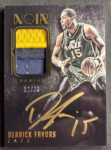 2014-15 Panini Noir: Autographed Prime Derrick Favors #AC-DF Patch Auto /25 Jazz