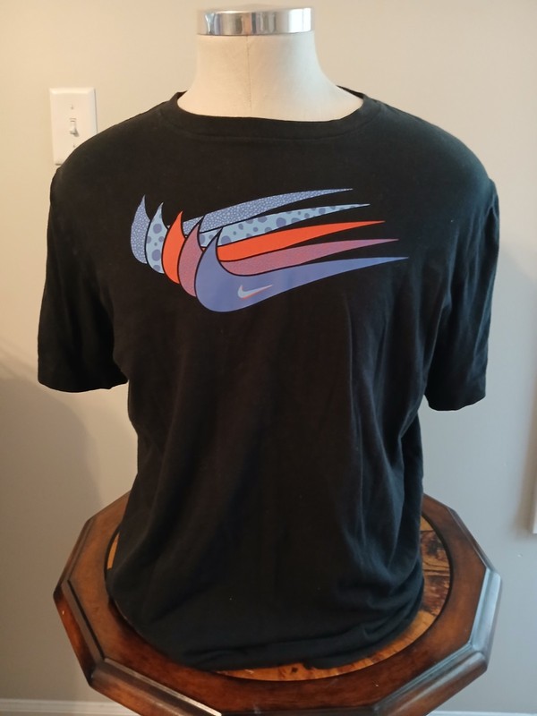 Nike Black Shirt With Multicolored Swoosh size XL