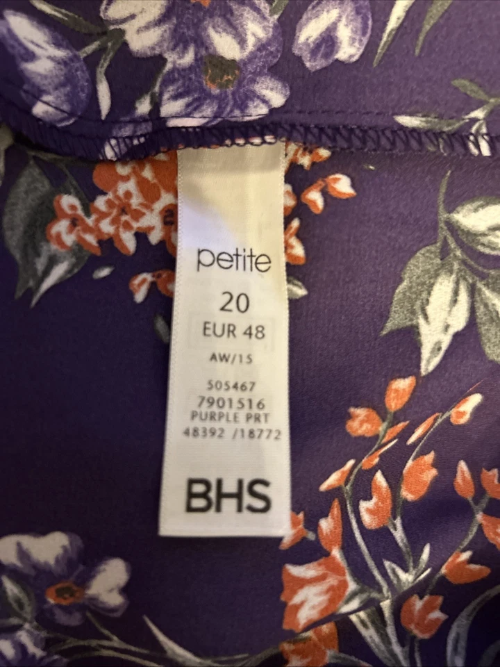 Bhs Petite Purple Floral Top Size 20 - Image 4 of 4