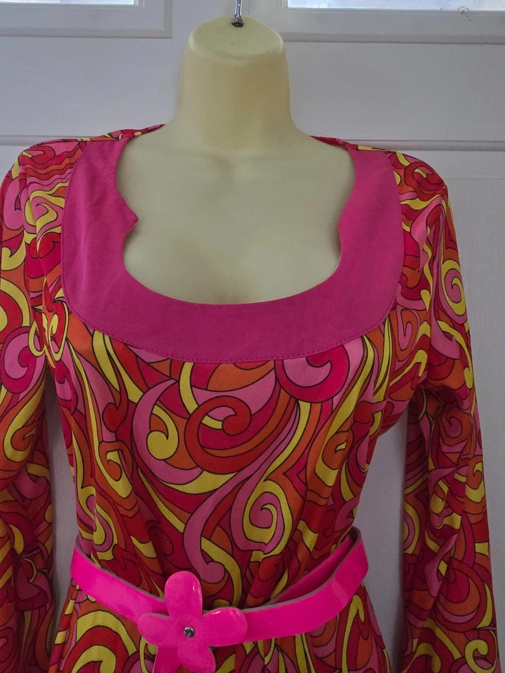 VESTIDO/CINTURÓN Dream Girl Go Go Años 70 Groovy Retro Halloween Talla/XL Foto 4 de 4