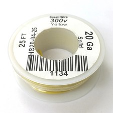 HS20-04-25 25FT 20AWG YELLOW SOLID Electronic Electrical 300V Wire UL1007 80C