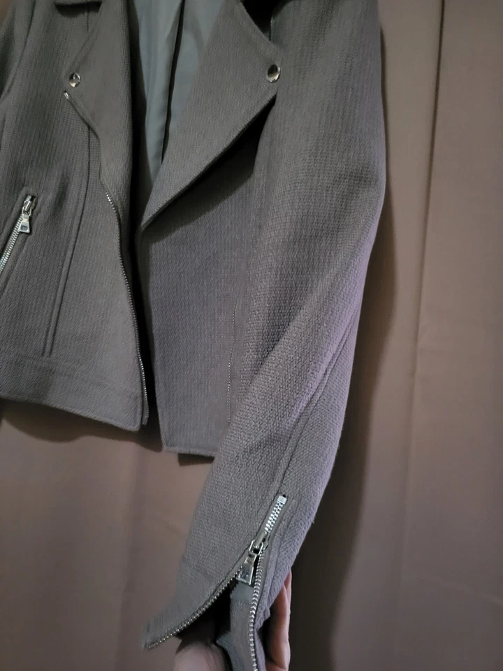 Blazer Chaqueta Ann Taylor Elegante con Cremallera Súper Elegante Tostado Talla Mediana Foto 3 de 4