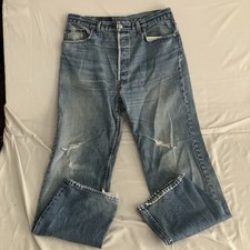Vintage Levis 501 Made in USA Mens 34x31 (Tag 38x32) Blue Distressed Denim Jeans