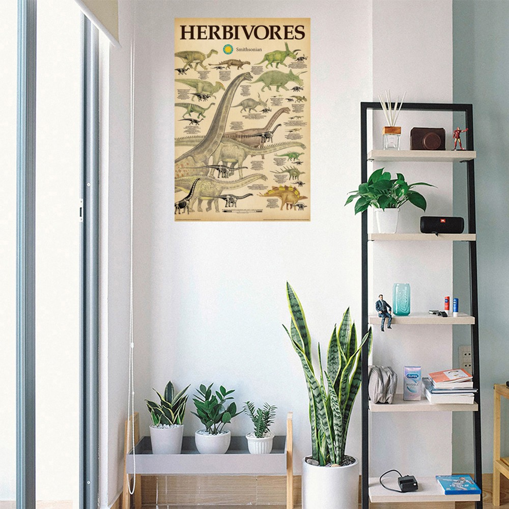 Dinosaurs - Educational Poster (Smithsonian - The Herbivores) (Size: 24" x 36")