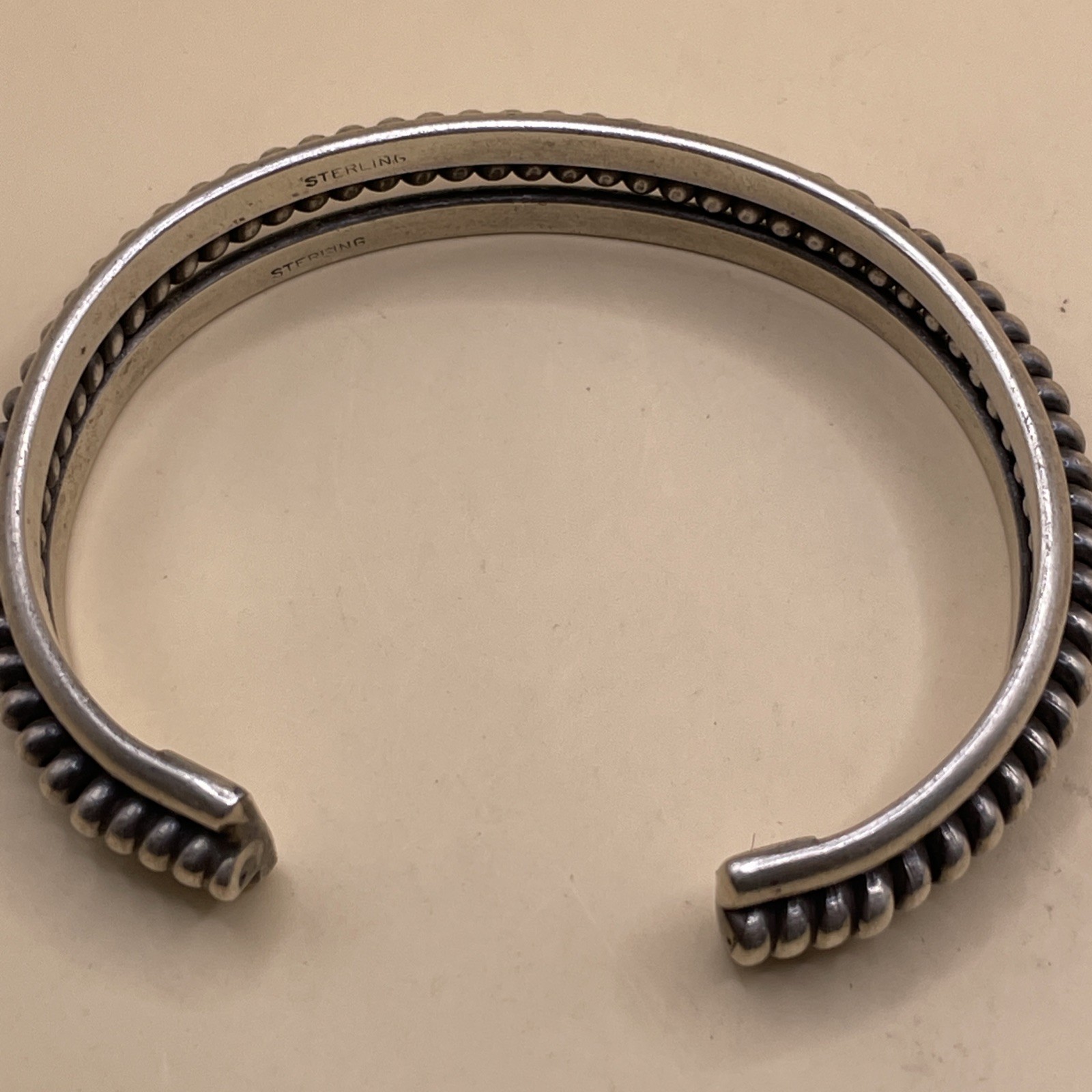 Solid Sterling Silver Multi-Band Macaroni Link De… - image 7