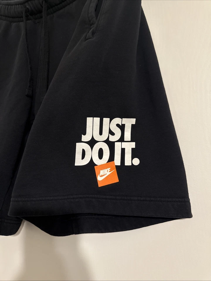 Mens Nike "Just Do It Logo" Black/White/Orange AR2865-010 Fleece Shorts! Size M - Image 2 of 4