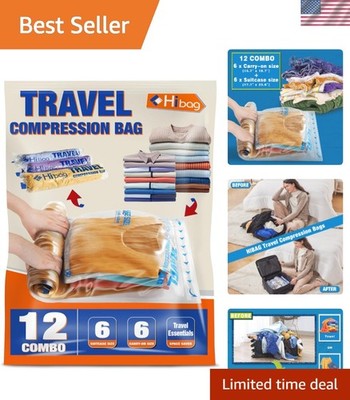 12-Pack Dual Zipper Compression Bags Travel Storage Innovation for Essentials