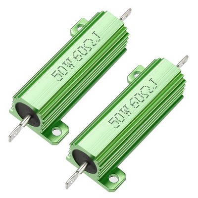 50W 60 Ohm Chassis Mount, Aluminium Housing Wirewound Power Resistor Green 2Pc