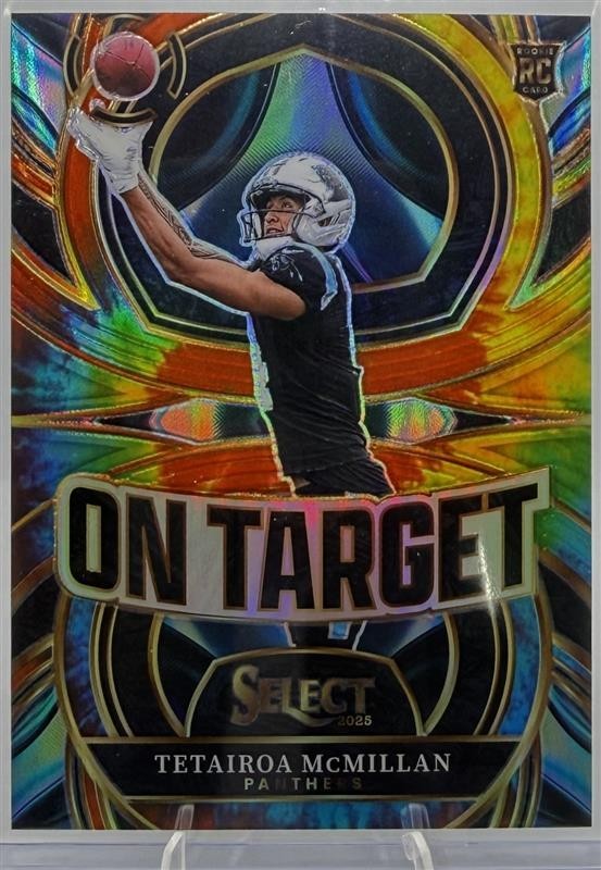 2025 Panini Select On Target Tie-Dye Prizm Tetairoa McMillan RC #3 /25
