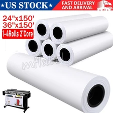 24"x150' 36"x150' 20lb 2"Core Bond Plotter Paper for Wide Format Inkjet Printers