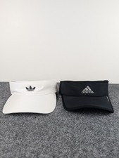 Lot of 2 Adidas Visor Hat Cap Strap Back One Size Black White Golf Tennis Adults