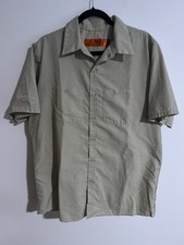 Red Kap Mens Large Khaki Short Sleeve Work Uniform Shirt