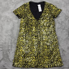 TFNC London Sequin Mini Dress Size 8 Black Yellow Party Cocktail Evening Tunic