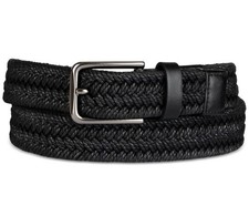 New Alfani Mens Black Woven Web Stretch Belt S 30/32