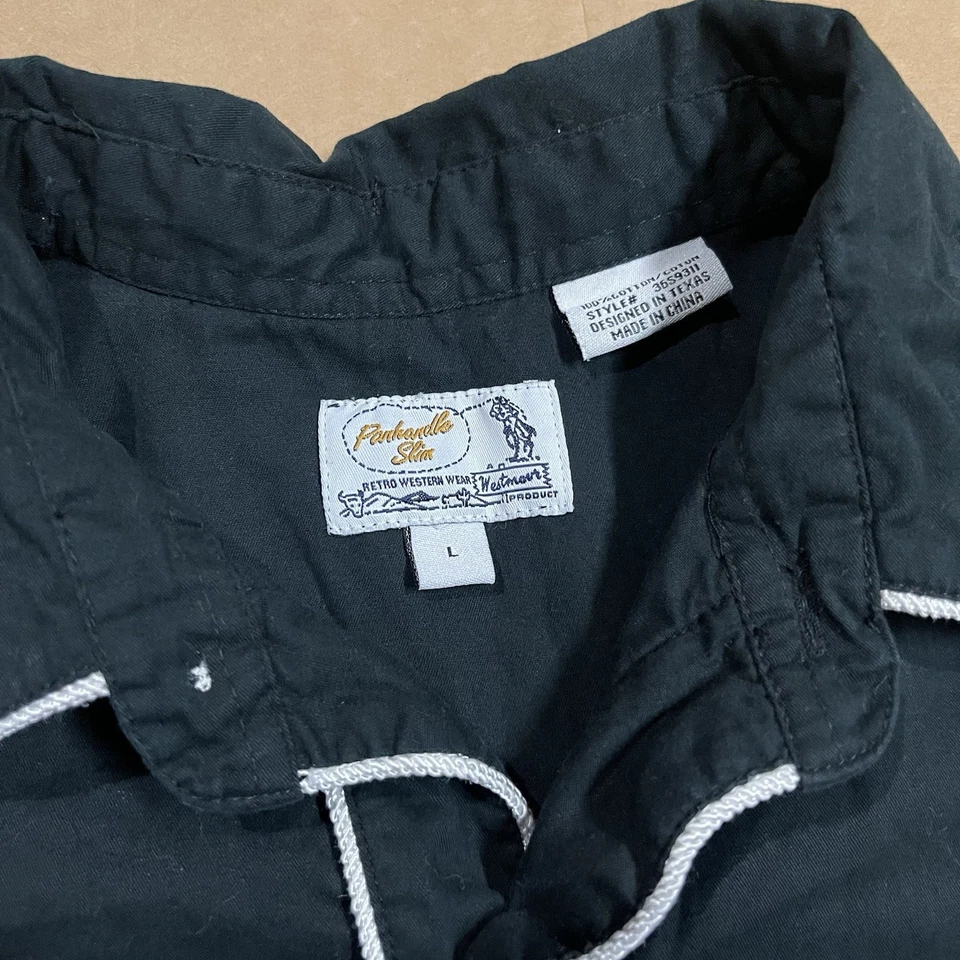 Panhandle тонкий рубашка Sz большой черный/белый вышитый Western ранчо жемчуг Snap - Изображение 3 из 4