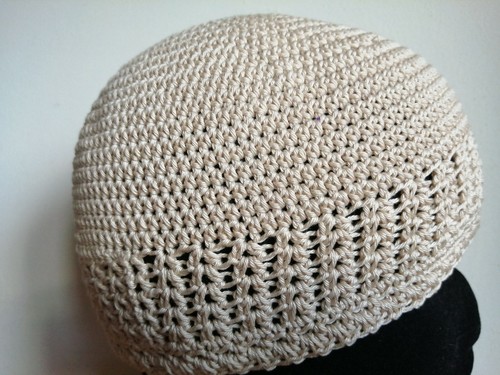 CAPPELLO PAPALINA ECRU' 100% cotone uomo donna moda ebraico uncinetto  RossaArt | eBay