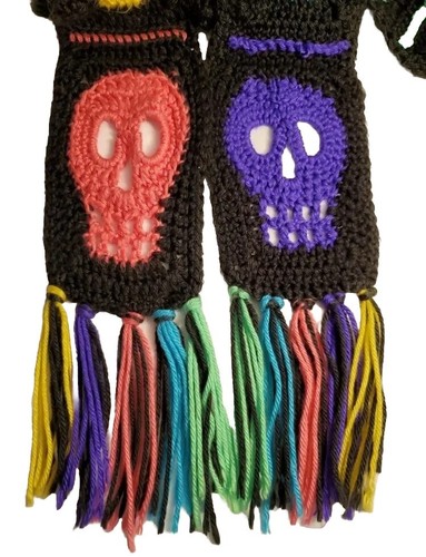 Handmade Soft Yarn Crochet Skull Scarf Multicolor Soft Scarf