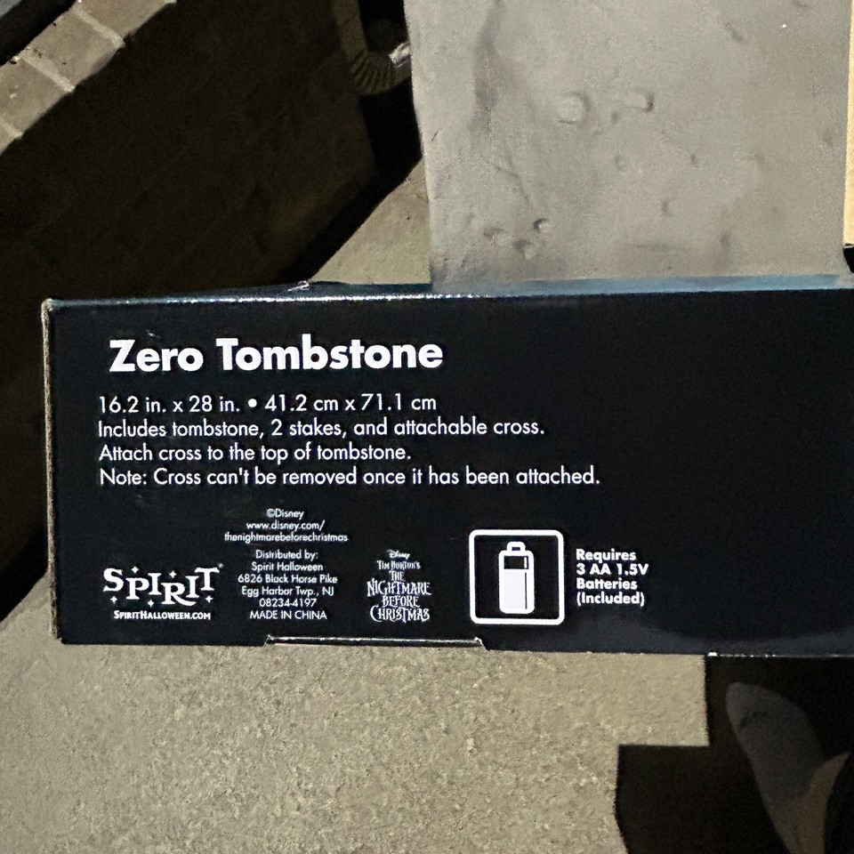 2024 Disney Nightmare Before Christmas Zero Light Up Tombstone Blow