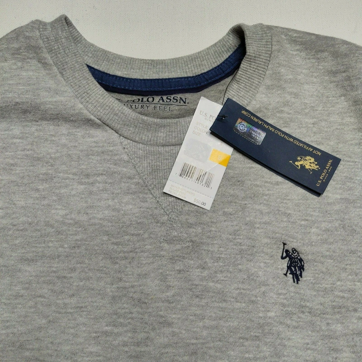 US Polo Assn Men Size Small Luxury Feel Light Gray Long Sleeve