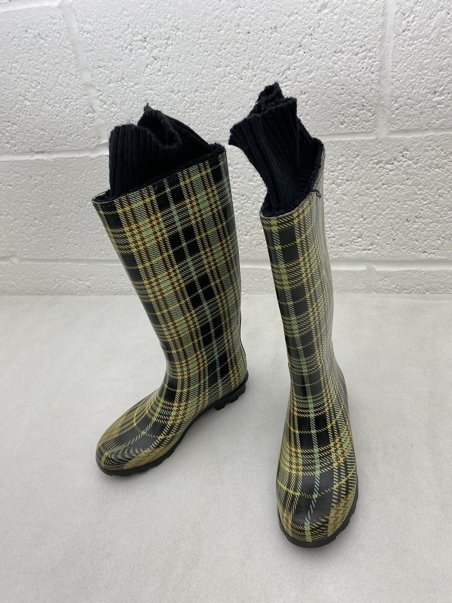 Wellygogs Women's Rain Boots UK Check Outdoor Ankle Wellies Side Rain  Shoes