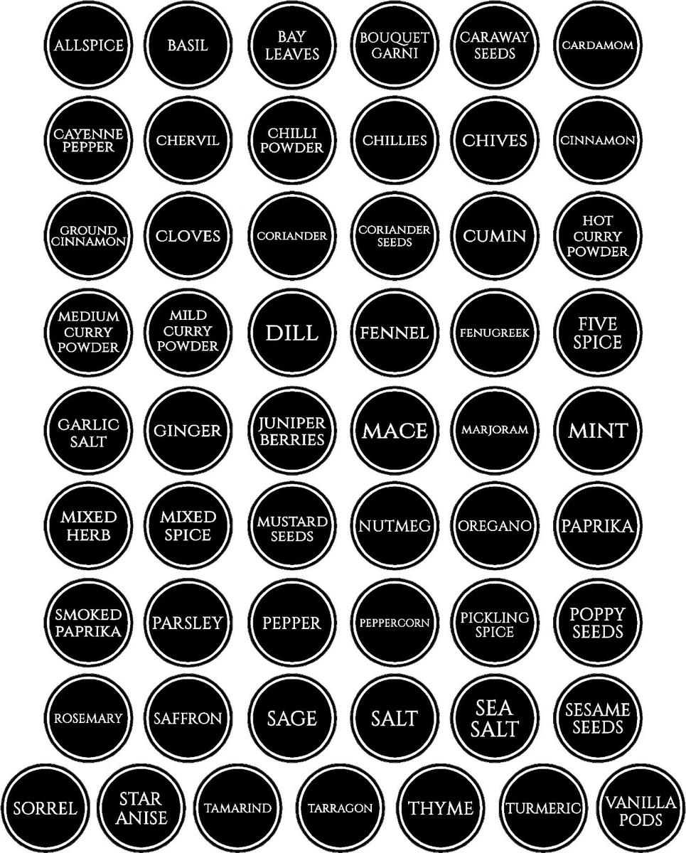 Herb + Spice Bundle (60 labels) - Style 7 Black – The Label Place