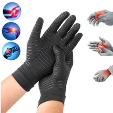 1 Pair Copper Arthritis Compression Gloves Hand Support Joint Pain Relief Sports