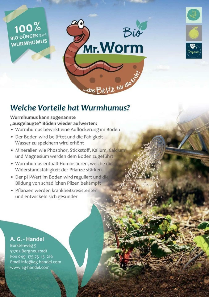 Mr. Worm organischer Bio Dünger 100% Wurmhumus, Universaldünger, Pflanzendünger - Bild 3 von 4