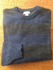 DOCKERS Crewneck Sweater Blue  Gray Stripe Heather Size L NWOT