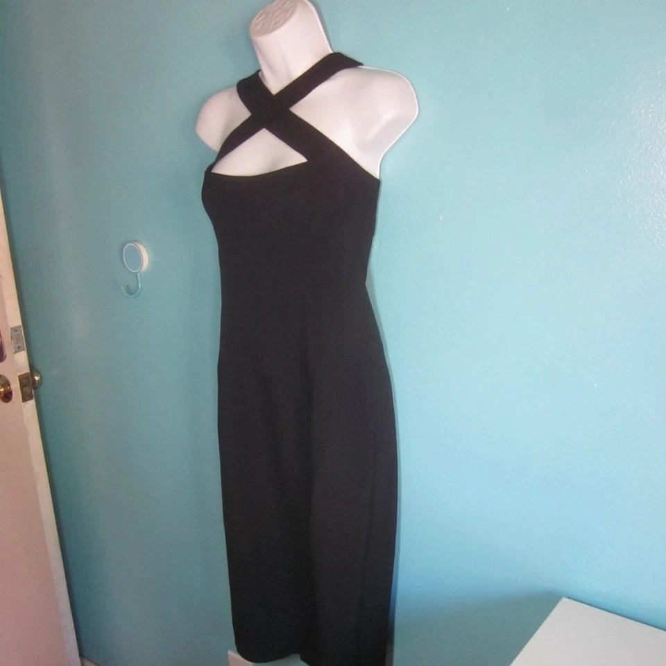 Narciso Rodriguez Vintage Black Cross Front Sheath Dress 40 Fits US 2 - image 4 of 4