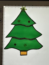 Hand Made Stained Glass, Traditional Christmas Tree Holiday Ornament. 5.5" tall