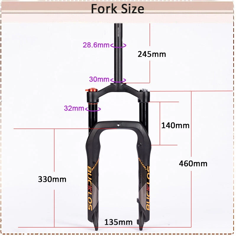 BUCKLOS 20*4.0" Fat ElectricBike MTB Suspension Fork 140mm Air Spring Snow Forks - Image 4 of 4