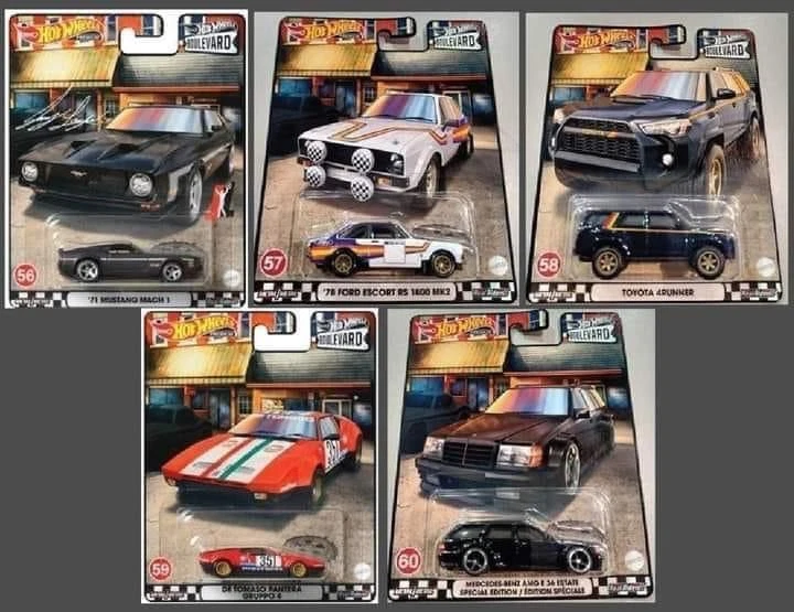 2022 Hot Wheels Premium Boulevard Mix M - 5 Card Complete Set