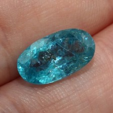 NATURAL BLUE APATITE 13.3 x 7.3 MM OVAL CUT OUTSTANDING COLOR ALL NATURAL F-4474