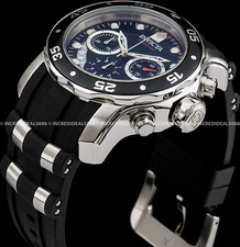 Invicta Mens Pro Diver Scuba Chronograph Silver Black Dial Elegant Fashion Watch