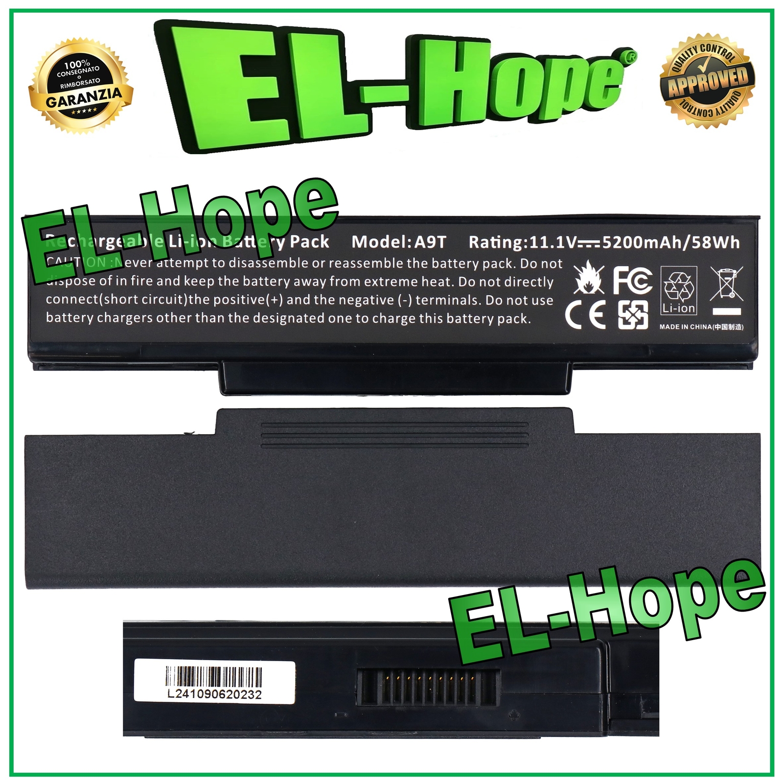 BATTERIA PER PC NOTEBOOK ASUS A9T 90NFY6B1000Z 5200mAh 11.1V 58Wh PARI ORIGINALE