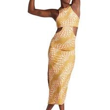 ADIDAS X FARM Rio Slim Fit Crewneck Racerback Stretch Gold Multi-color Dress